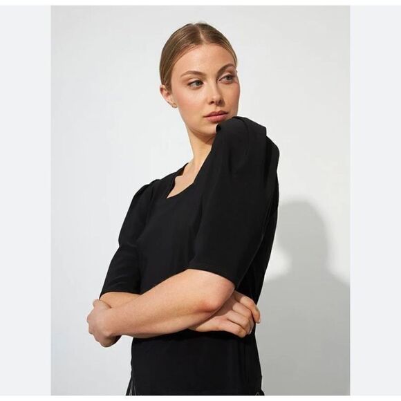 Joseph Ribkoff NWT black square neck top size 8 - Picture 1 of 9